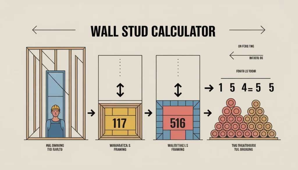 Technical diagram explaining the 16-inch on-center framing rule, showing the distance from the center of one stud to the next.